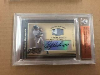 2004 Playoff Prime Cuts Rickey Henderson Jersey Patch Auto Yankees Beckett 2/5