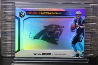 2019 Elements Will Grier Rookie Neon Signs Auto Autograph 40/50 Panthers Mp