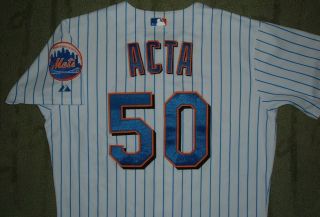YORK METS MANNY ACTA GAME WORN 2005 JERSEY (NATIONALS INDIANS MARINERS) 2