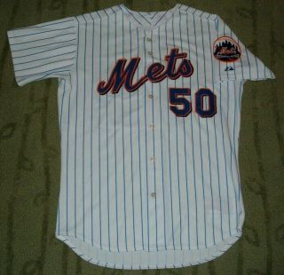 YORK METS MANNY ACTA GAME WORN 2005 JERSEY (NATIONALS INDIANS MARINERS) 3