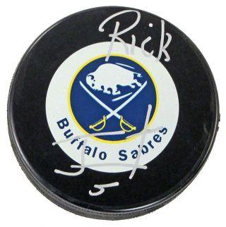 Rick Jeanneret Autographed Buffalo Sabres Throwback Hockey Puck
