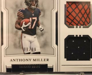 ANTHONY MILLER 2018 NATIONAL TREASURES Rookie DUAL JERSEY PATCH GLOVE /99 BEARS 2