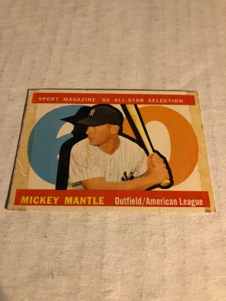 1960 Topps 563 Mickey Mantle All Star Vg Has Tape (g)