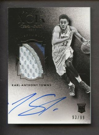 2015 - 16 Panini Noir Karl - Anthony Towns Timberwolves Rpa Rc Patch Auto /99
