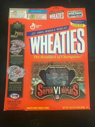 1996 Wheaties Cereal Box Football Bowl Vi Replay Roger Staubach - Flat