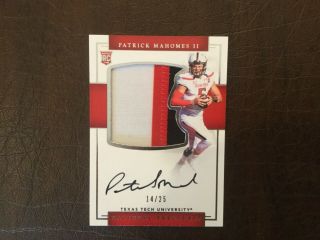 2017 National Treasures Collegiate Patrick Mahomes Rpa Rookie Patch Auto 14/25