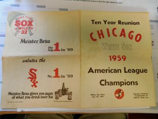 1969 Chicago White Sox Meister Brau Beer Wfld - Tv Channel 32 Souvenir Brochure