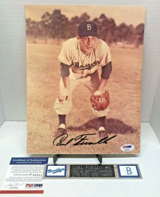 Carl Furillo Autographed 8x10 Photo W/ Name Plate Psa/dna (brooklyn Dodgers)