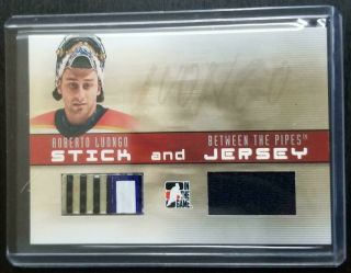 2006 - 07 Itg Between The Pipes Stick And Jersey Roberto Luongo Ve962