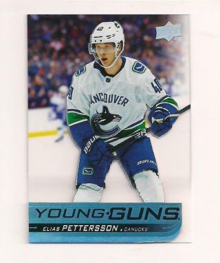 2018 - 19 Ud S P Authentic Elias Pettersson Young Guns Acetate Sssp Rookie Card
