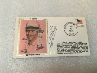 Satchel Paige Signed Gateway Fdc First Day Cover Envelope Cachet Cooperstown