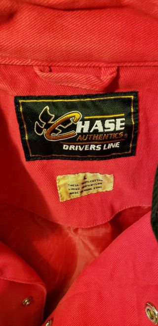 Vintage Chase NASCAR Budweiser Red Cotton Racing Pit Crew Jacket Men ' s Size L 5