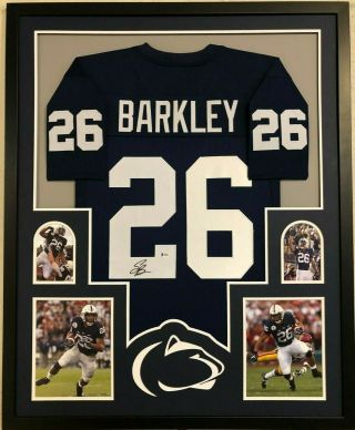 Framed Penn State Saquon Barkley Autographed Signed Jersey Beckett
