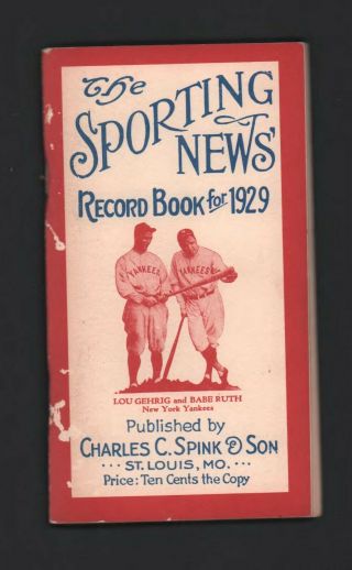 1929 Sporting News Record Book (horton Reprint)