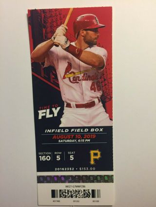 St.  Louis Cardinals Vs Pittsburgh Pirates August 10,  2019 Ticket Stub