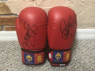 Manny Pacquiao Signed Auto Pair Red Mp8 Boxing Gloves Psa Photo Proof Mayw