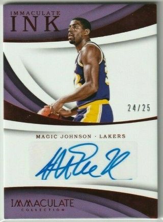 2017 Panini Immaculate Magic Johnson Auto Red /25 Ink Ssp Lakers Autograph