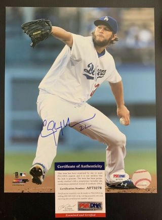 Clayton Kershaw Signed Autographed Los Angeles Dodgers 8x10 Photo Psa