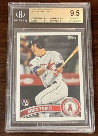 2011 Topps Update Mike Trout Rookie Bgs 9.  5 Gem Rc Us175