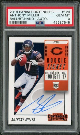 2018 Anthony Miller Panini Contenders Rookie Auto Autograph Psa 10 Bears