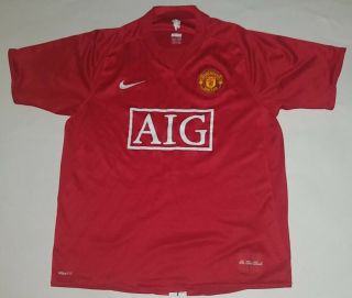 Nike Fit Dry Manchester United Mens Red Devils Aig Soccer Jersey Large