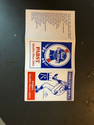 1980 Charleston Royals Minor League Baseball Pocket Schedule