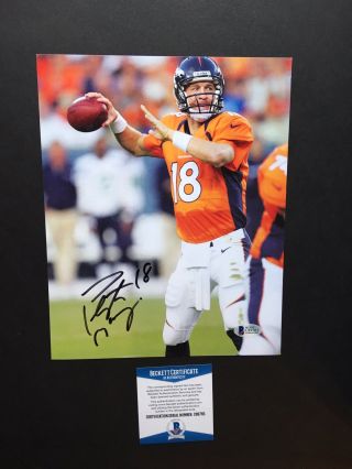 Peyton Manning Signed Autographed Denver Broncos 8x10 Photo Beckett Bas Cert