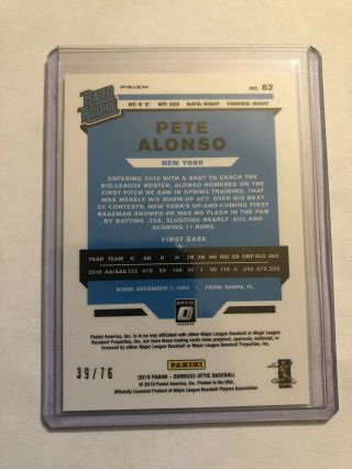 Pete Alonso 2019 Donruss Optic Rc We the People All - Stars NY Mets /76 2