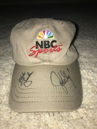 John Elway & Mike Shanahan Autographed Nbc Hat - Denver Broncos