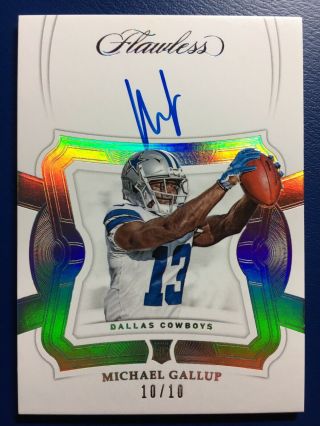 Michael Gallup 2018 Panini Flawless Rookie Auto D 10/10