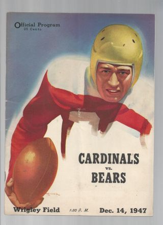 Official Nfl Bears V Chicago Cardinals Program 12/14/1947
