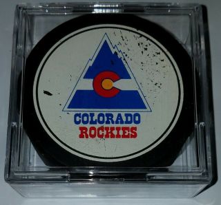 1980s Vintage Colorado Rockies Nhl Old Viceroy Slug Canada Hockey Puck