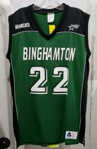 Binghamton University Bearcats Basketball 22 Green Game Worn Jersey Size L