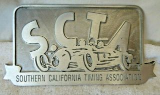 Southern California Timing Association (scta) Metal 9.  5 " X 5 " Metal Sign Badge