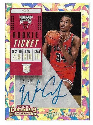 Wendell Carter Jr 2018 - 19 Contenders Cracked Ice Auto /20 Variation Autograph