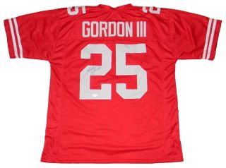 Melvin Gordon Autographed Signed Wisconsin Badgers 25 Red Jersey Jsa