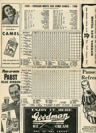 1939 Chicago White Sox scorecard vs Detroit Tigers - 2