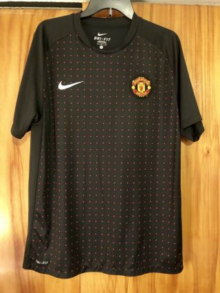 Manchester United Jersey,  Large,  Nike Dri - Fit,  Black With Red Dots
