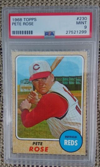 1968 Topps Pete Rose Cincinnati Reds 230 Baseball Card Psa 9
