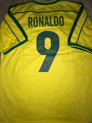 Brazil Brasil 1998 World Cup Ronaldo Retro Jersey