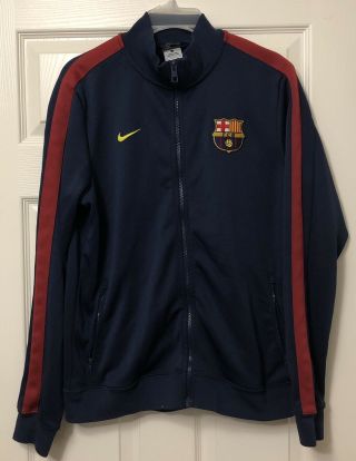 Nike Fc Barcelona Jacket Size Large L Fùtbol Soccer Spain Like Blue Red