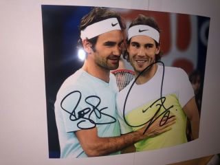 Roger Federer Rafael Nadal Signed 8x10 Photo Goat Autograph Autographed