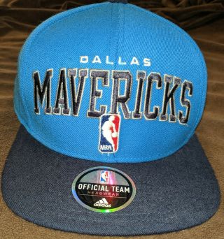 ADIDAS NBA Dallas Mavericks Official Team Headwear Snapback Cap Hat - Sewn Emblems 2