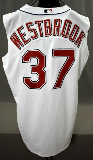 2002 Jack Westbrook Cleveland Indians Game Worn Baseball Jersey W/ Jw Patch Loa