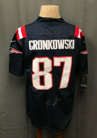 Rob Gronkowski 87 Signed Patriots Jersey Auto Sz Xl Nike Bas Witnessed