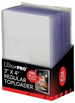 25 Ultra Pro Regular 3x4 Toploaders Clear Top Loaders