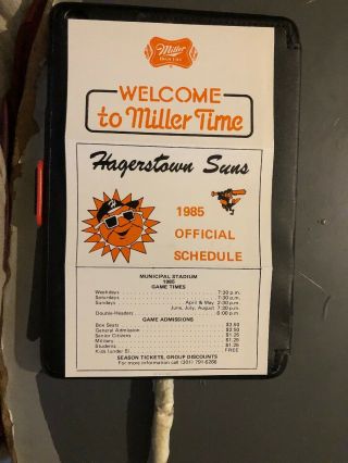 1985 Hagerstown Suns Minor League Baseball Pocket Schedule
