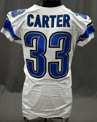 2012 Carter 33 Detroit Lions Game Worn Jersey W/ Wcf Patch Lelands Loa