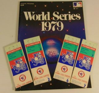 (4) 1979 Mlb World Series Ticket & Program Baltimore Orioles Game 1 2 & 6,  7 Vgc
