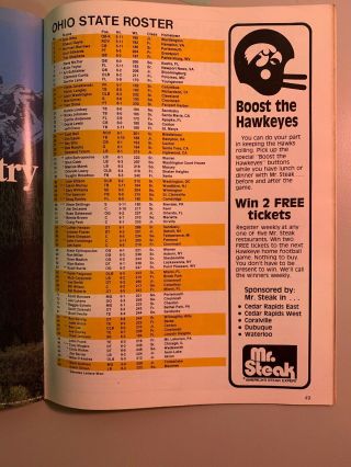 1980 Iowa Hawkeye vs Ohio State Football Program 4
